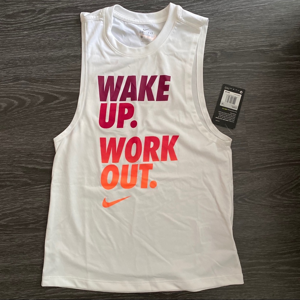 Nike Dry Fit Wake Up Work Out Graphic Tank Top - Picture 2 of 5